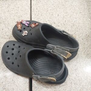 CROCS Kids Black Sandals with Colorful Charms